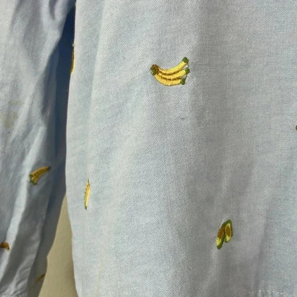 Rebellion again blue avocado/banana long sleeve cropped blouse size small - Picture 3 of 8